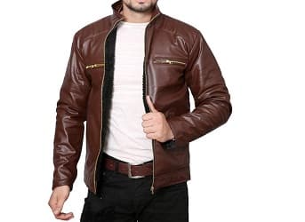 CRAPGOOS Dark Brown Pu Faux Leather Jacket