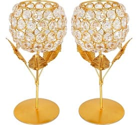 Obbi Crystal Rose Brass Candle Holder