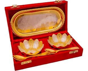 Jaipur Ace Gold Plated Bowls and Spoon with Tray Set