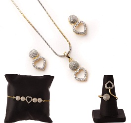 ZENEME Gold-plated and Cubic Zirconia Jewelry set