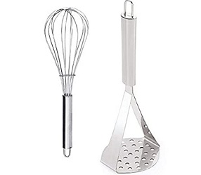 Vessel Crew Combo Set of 2 Stainless Steel Egg Whisk and Potato Masher 