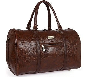 Fur Jaden Brown Textured Leatherette Duffel Bag