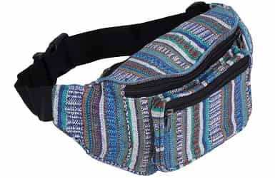 K London Stylish Canvas Dari Woven Multi Colored Ethnic Design Waist Pack