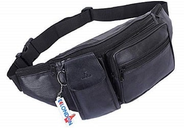 K London Stylish Real Leather Black Waist Bag